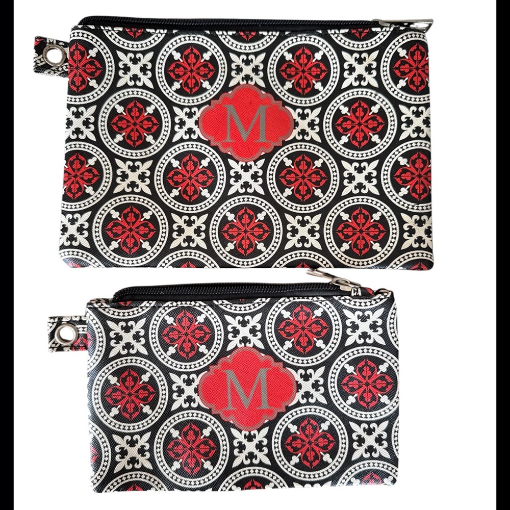 M Initial Binder Organizer Bags Set of 2 | Monogram Stationery Pouch